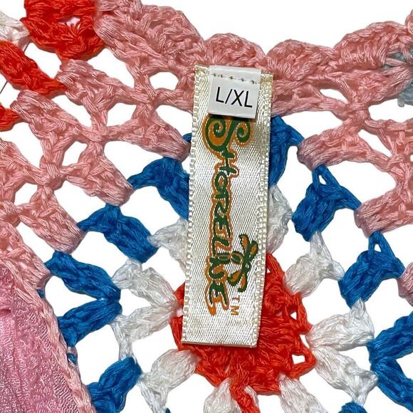 Shoreline Blouse Womens Pink Crochet Crepe Granny Square Size L/XL RUNS SMALL - Picture 5 of 6